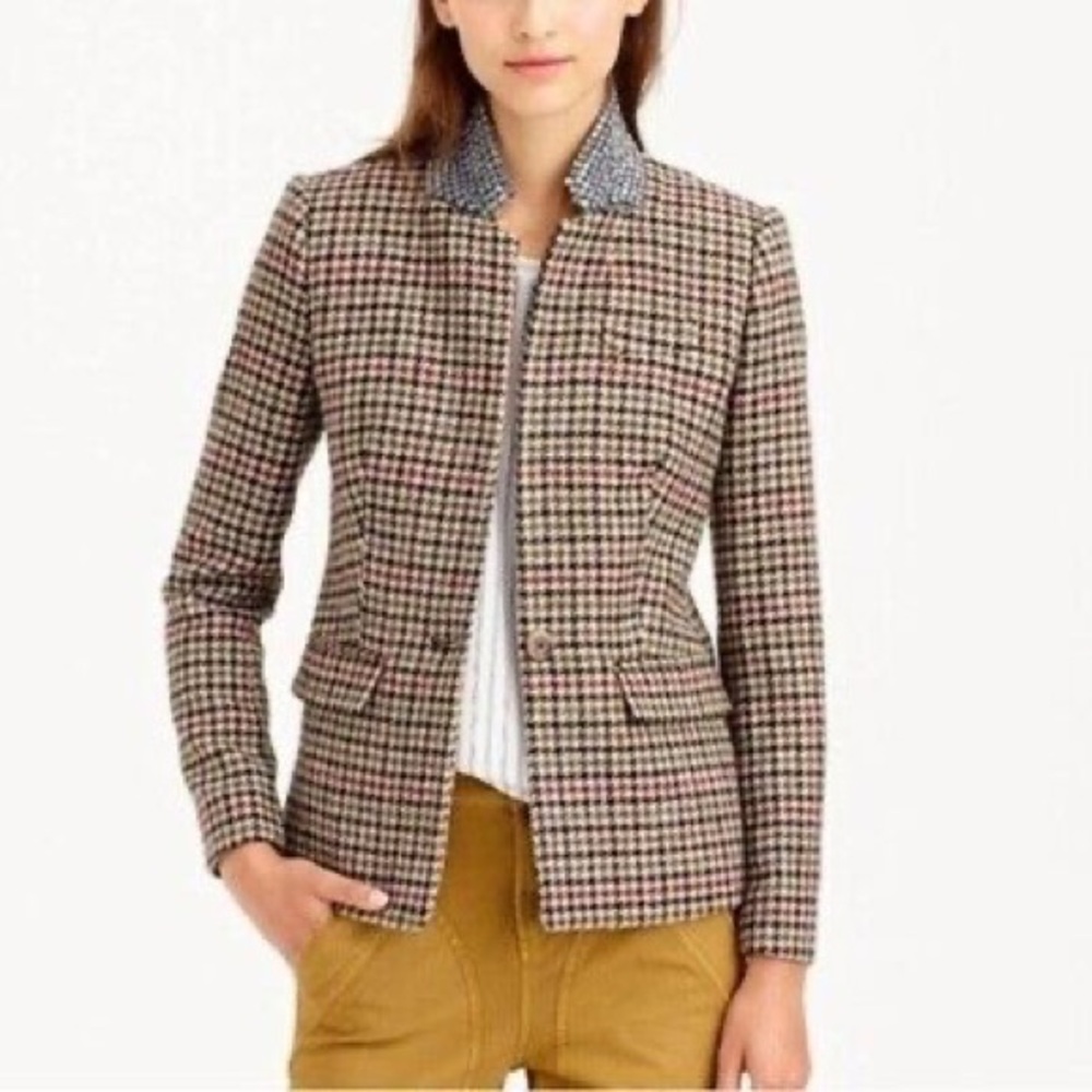 J.Crew | Regent Houndstooth Jeweled Collar Blazer | Size 2